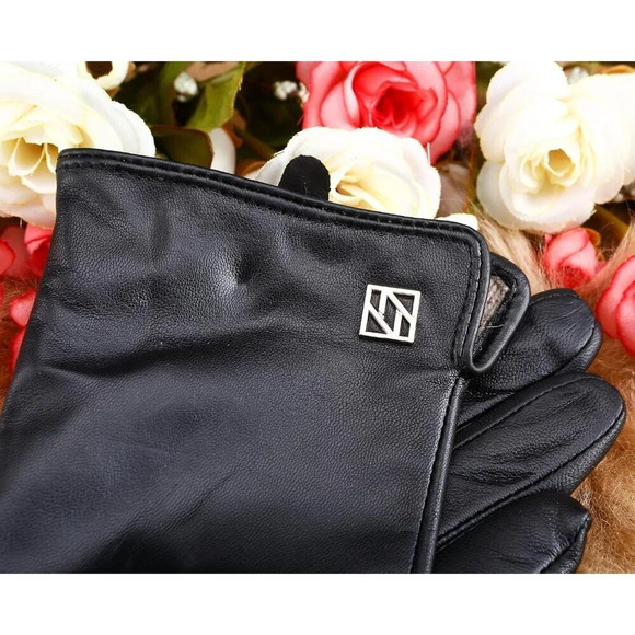 ❤️Women's Black Italian Leather Gloves Lambskin Winter Comfort Gloves - Picture 6 of 8